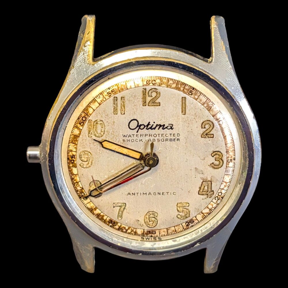Vintage Optima Military Style Men's Wristwatch For Parts or Repair